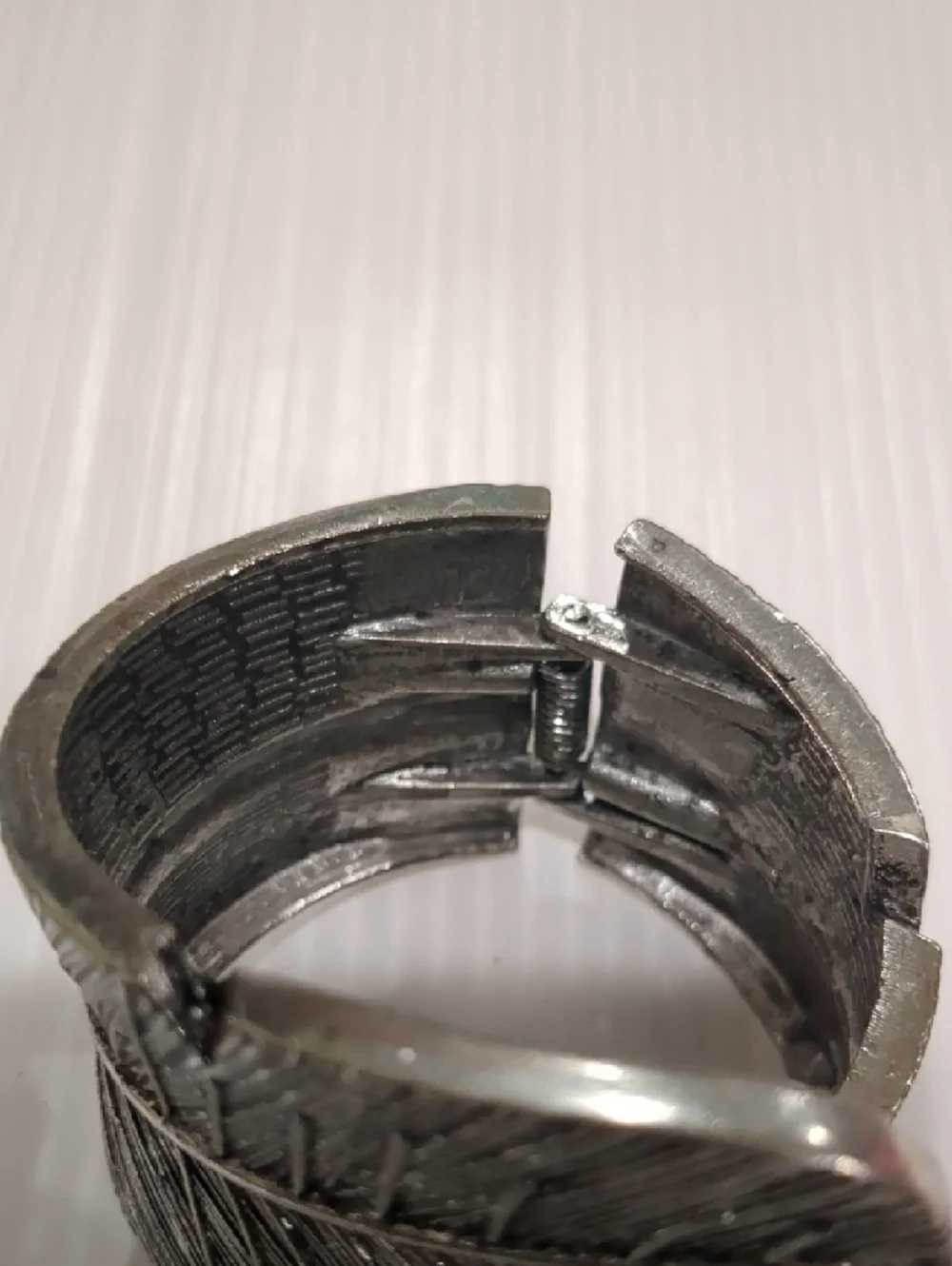 Native American Style Feather Wrap Cuff Bracelet - Silver Tone
